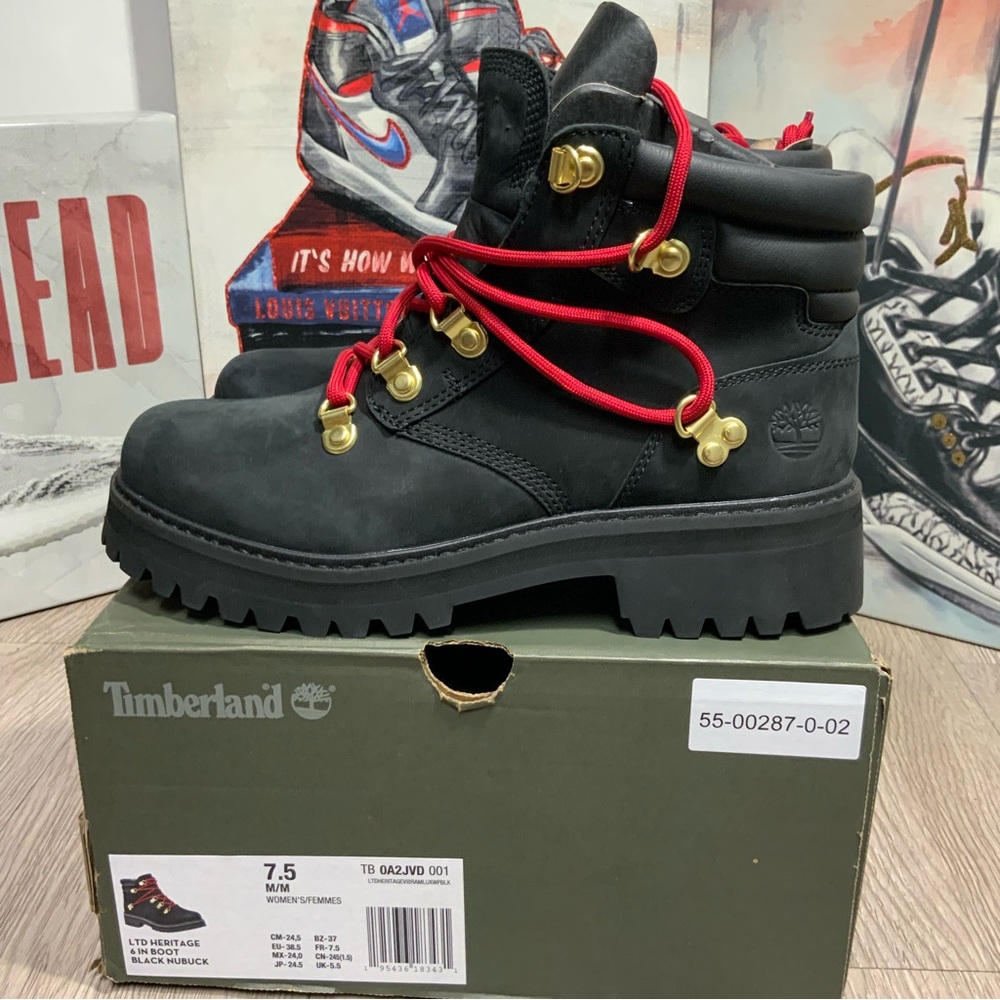 New Waterproof Timberland Vibram Sole Ltd Heritage 6 Inch Womens 8 Boots Black - Picture 2 of 10